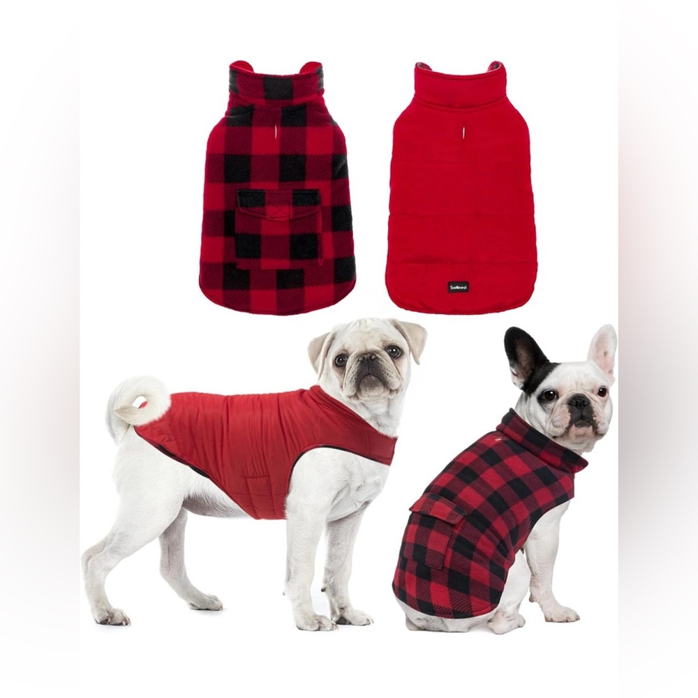 Reversible Red Plaid Dog Jacket (M)